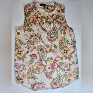 Harve Benard Sleeveless‎ Blouse Womens Small Multicolor Paisley Floral Boho Top